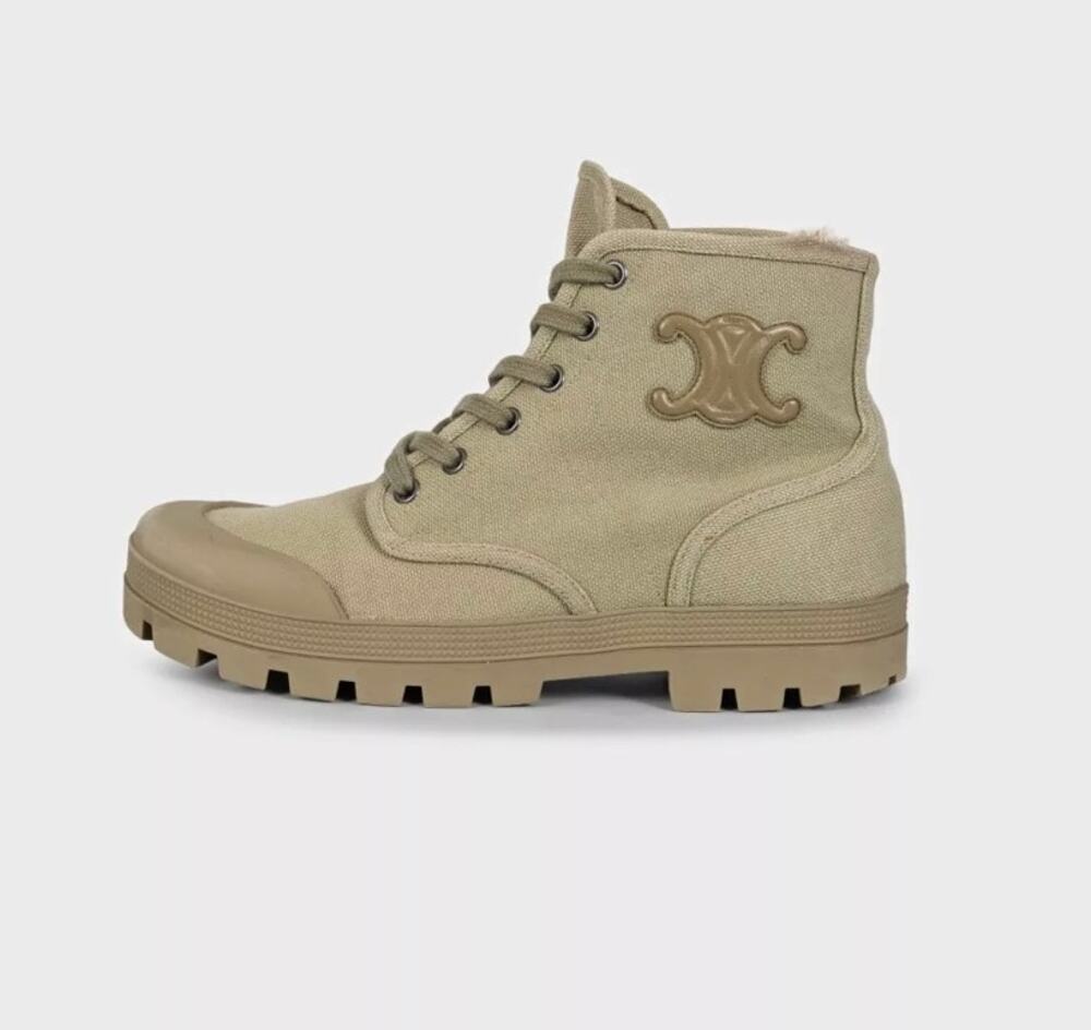Celine Green Logo Lace-Up Boots - Authentic EU 38